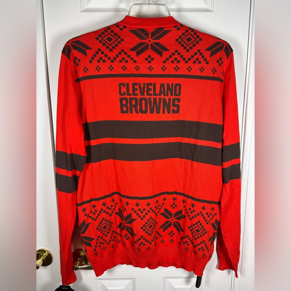 Men's NFL Orange/Brown Cleveland Browns Light Up Game Day Winter Sweater Large - Picture 7 of 8